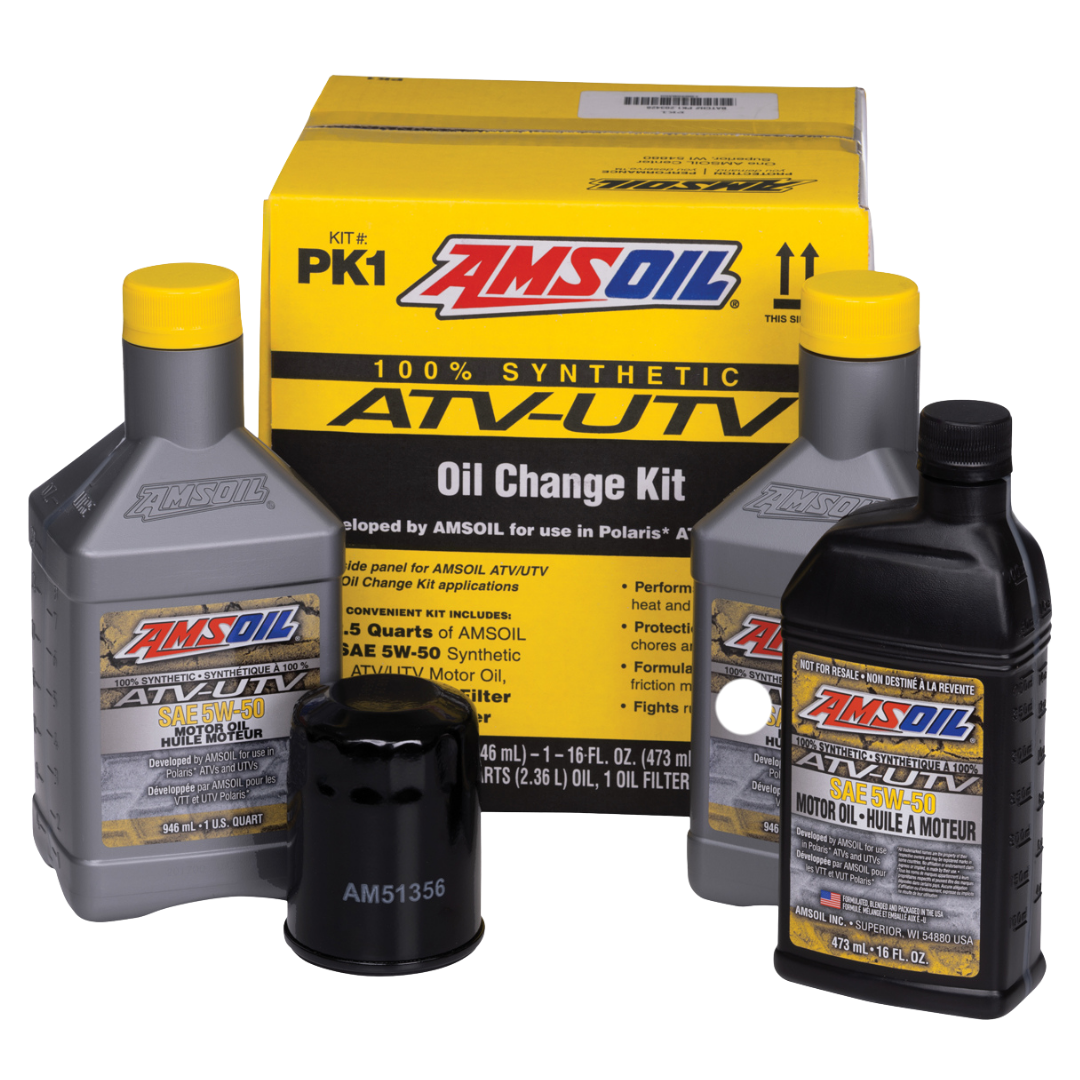 Amsoil Kit ATV/UTV AMSOIL para Vehículos Polaris® PK1 - 2 Cuartos y 1 16fl. oz. SAE 5W-50 con Filtro Negro 1 Paquete
