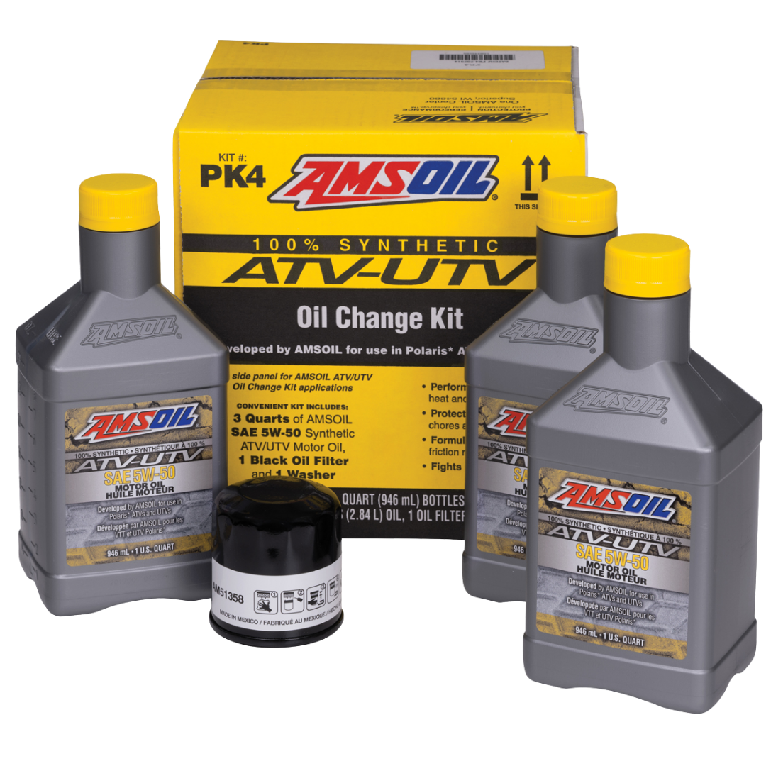 Amsoil Kit ATV/UTV AMSOIL para Vehículos Polaris® PK4 - 3 Cuartos SAE 5W-50 con Filtro Negro 51358 1 Paquete